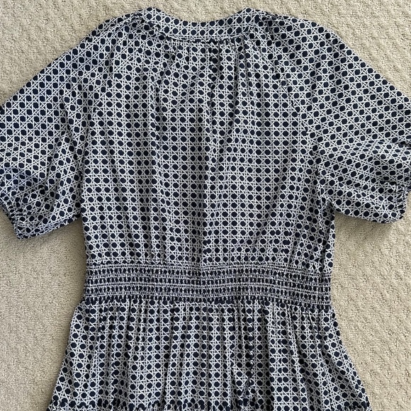 Chico's Poplin Basket Weave Maxi Dress Navy Blue/White Size 3 (US 16) Casual - Picture 12 of 15